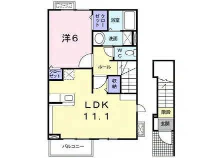 ビューティフル ムーン I(1LDK/2階)の間取り写真