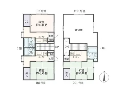 平塚市見附町アパート(1K/2階)の間取り写真