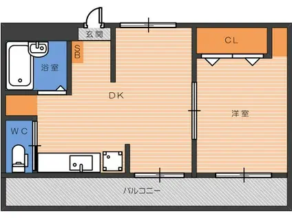 ドムール大倉(1DK/2階)の間取り写真