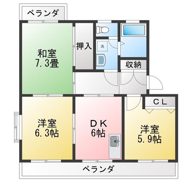 カトレア(3DK/4階)の間取り写真