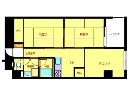 石黒本館ビル(2LDK/2階)の間取り写真