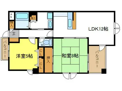 STムアナ(2LDK/4階)の間取り写真