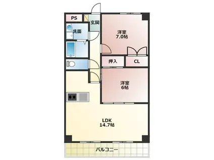 アネシス28(2LDK/4階)の間取り写真