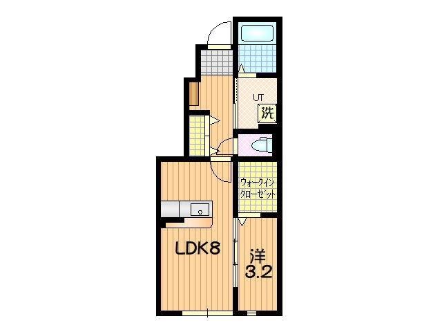 ＪＲ東北本線 仙北町駅 徒歩5分 2階建 築1年(1LDK/1階)の間取り写真