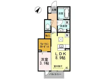 プエルト南蔵王(1LDK/1階)の間取り写真