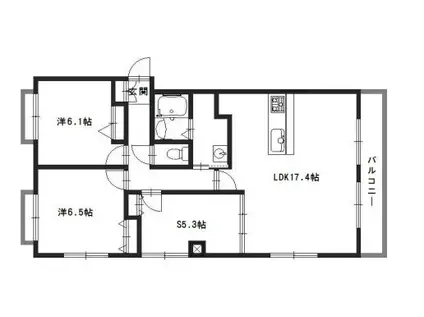 カーサ田寺東(2SLDK/2階)の間取り写真