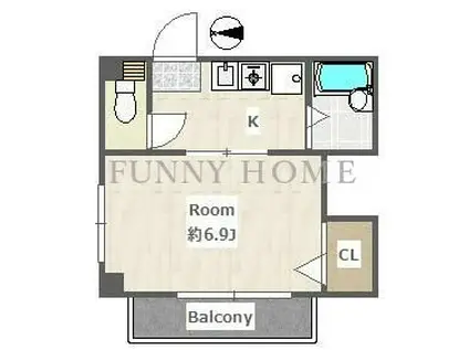 オレンジヒルズ(1K/3階)の間取り写真