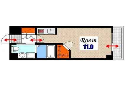 リーベングランツ平和大通(1K/7階)の間取り写真