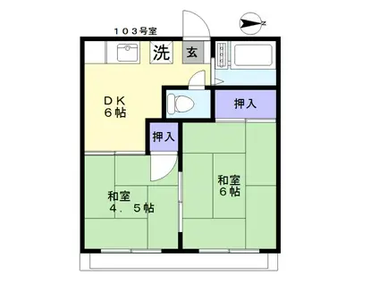 仲本ハイツ(2DK/1階)の間取り写真