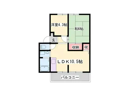 ヴィラ・ビスタA(2LDK/2階)の間取り写真