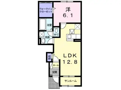 カトルセゾンN(1LDK/1階)の間取り写真