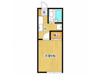 ラ・タ・タ・タム(1K/2階)の間取り写真