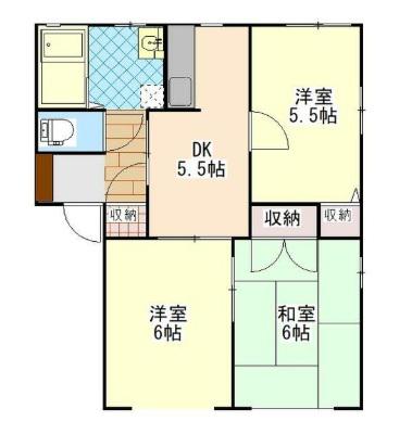 れいんぼうハイツ(3DK/2階)の間取り写真