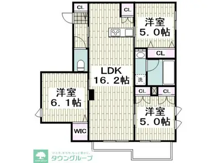 辻堂元町メゾンフォーサイト(3LDK/2階)の間取り写真