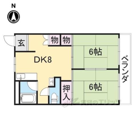 にしまちハイツ(2DK/1階)の間取り写真