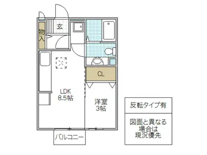 マロンハイム A棟(1LDK/1階)の間取り写真