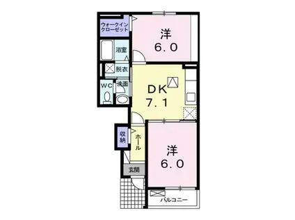 アンベリール I(2DK/1階)の間取り写真