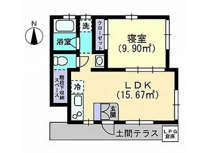 八朔ハウス(1LDK/1階)の間取り写真