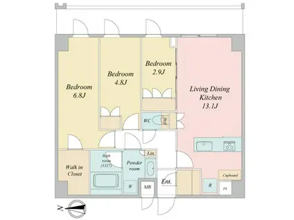 LIME RESIDENCE KAWAGUCHI イースト(3LDK/10階)の間取り写真