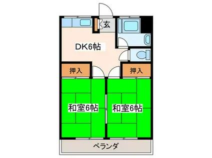 孔雀コーポ(2DK/2階)の間取り写真
