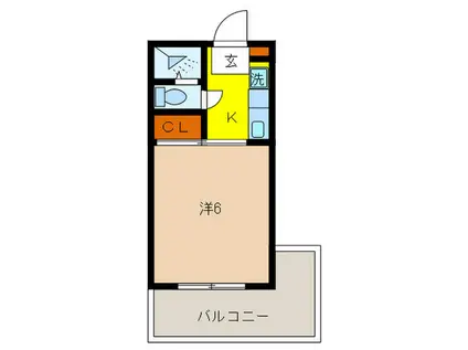 山手ダイヤハイツB(1K/9階)の間取り写真