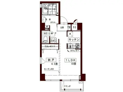 コリドール中央(1LDK/10階)の間取り写真