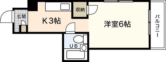 AXA舟入中町(1K/4階)の間取り写真