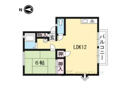 ウィンディア加茂川A棟(1LDK/2階)の間取り写真