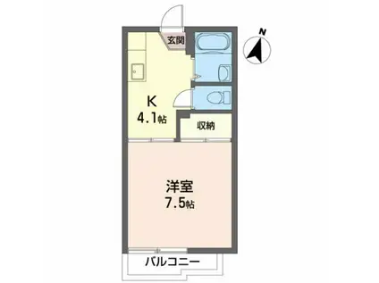 コーポ都(1K/2階)の間取り写真