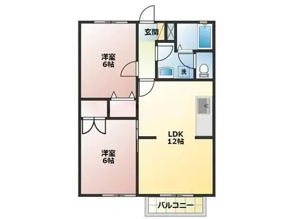 ミーテルーチェ村松(2LDK/2階)の間取り写真