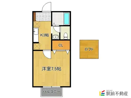 フォンティーヌ(1K/2階)の間取り写真