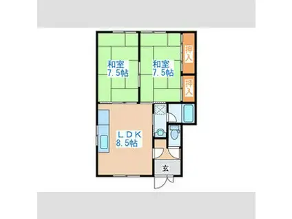 メゾン八軒(2LDK/2階)の間取り写真