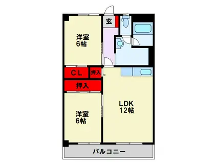 熊手ピア(2LDK/8階)の間取り写真