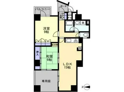 朝日プラザアーバンコア高松II(2LDK/1階)の間取り写真