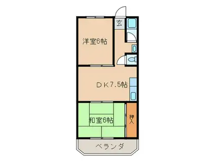 永田マンションA棟(2DK/5階)の間取り写真