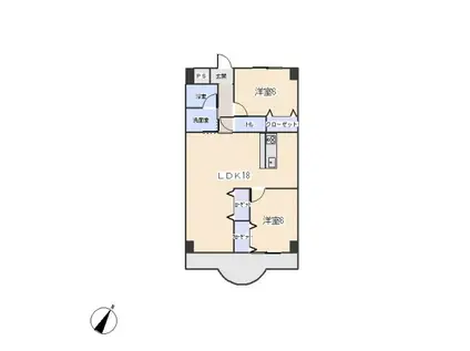 天神山マンションI号館(2LDK/4階)の間取り写真