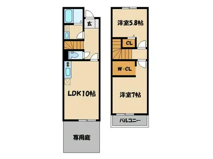 ハートフルメゾンS(2LDK/1階)の間取り写真