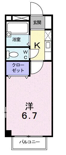 サンミュール木太(1K/2階)の間取り写真