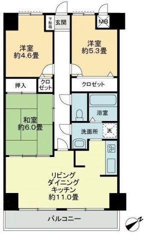 エスポワール辻(3LDK/4階)の間取り写真