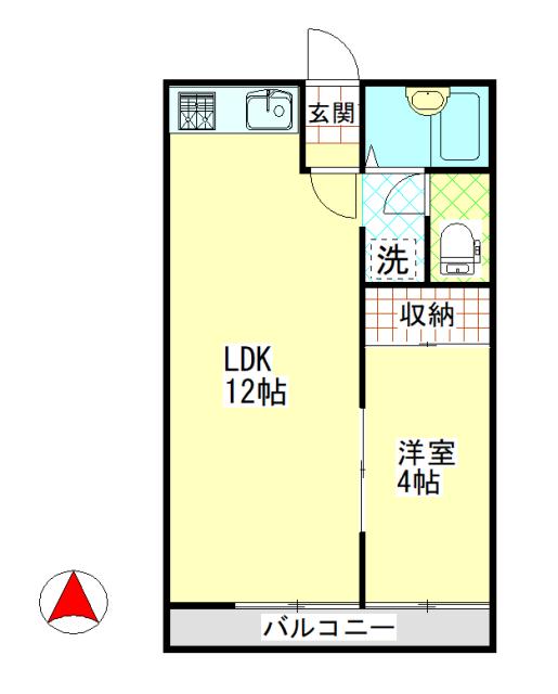 サニーコート中庄(1LDK/2階)の間取り写真