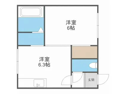 サンシティマルワ(1DK/2階)の間取り写真