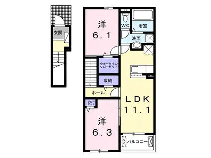シャライム(2LDK/2階)の間取り写真