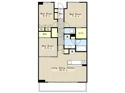 パークスクエア相模大野タワーアンドレジデンス(2LDK/3階)の間取り写真