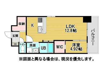 アクシオ北九州III(1LDK/8階)の間取り写真