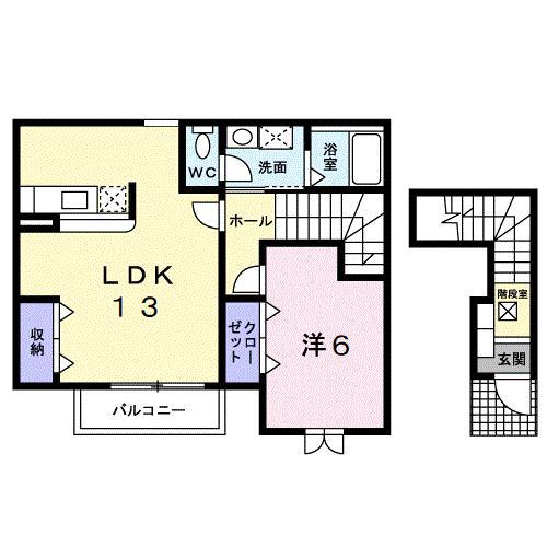ボニート(1LDK/2階)の間取り写真