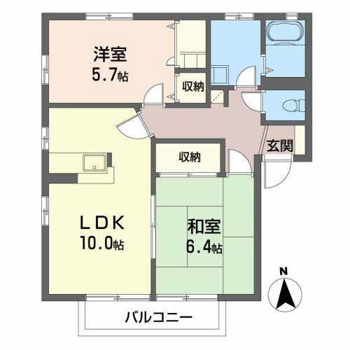 ビューラーKII(2LDK/2階)の間取り写真