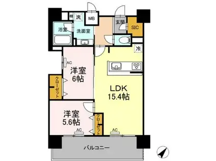 ALOFTII(2LDK/10階)の間取り写真