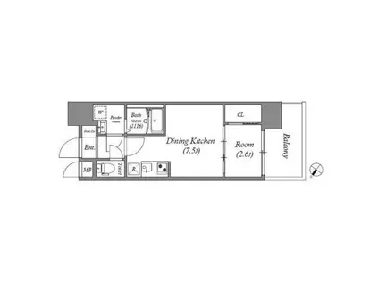 GENOVIA神戸新開地駅前(1DK/13階)の間取り写真