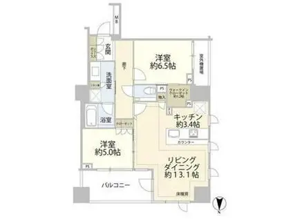 ザ・パークハウス恵比寿(2LDK/7階)の間取り写真