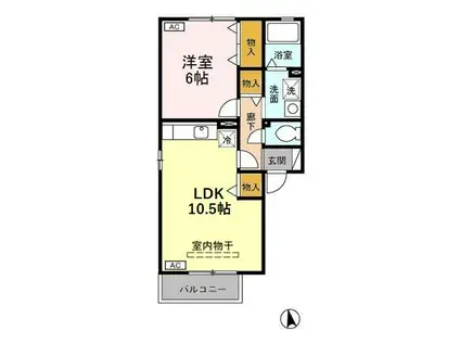 メゾンクレールB(1LDK/2階)の間取り写真